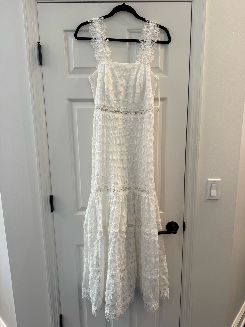 Waimari White Lace-Trimmed Broderie Ibiza Cotton-Poplin Midi Dress Large - Picture 5 of 12